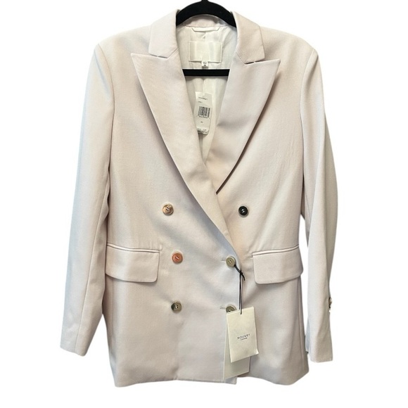 Moussy Vintage Wool Blazer XS | Double-Breasted Ivory Jacket | NWT $740 - Picture 2 of 10